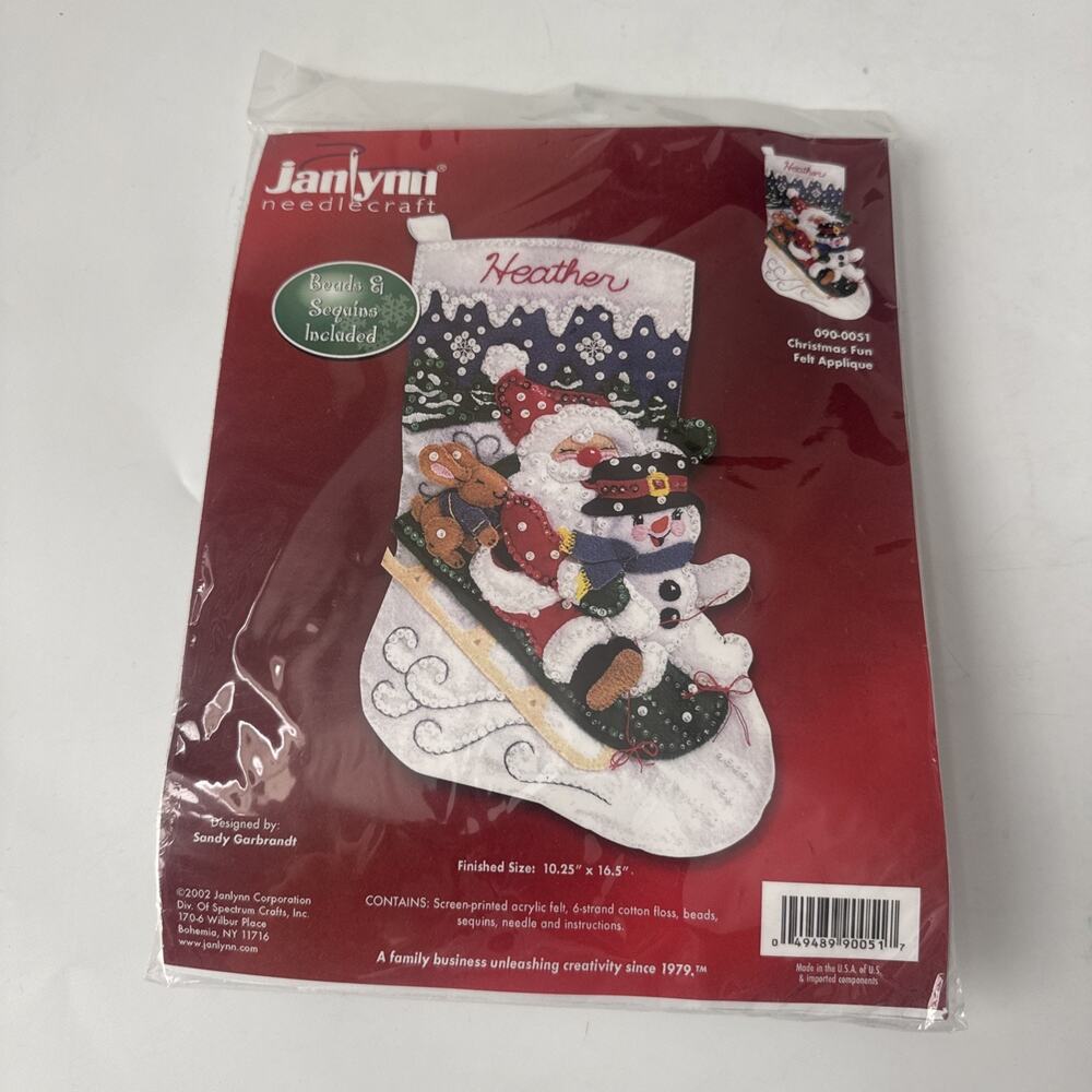 Janlynn Christmas Fun Felt Applique Stocking Craft Kit 090-0051